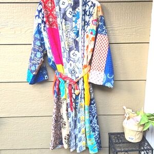 Colorful Patchwork kimono robe reversible OS